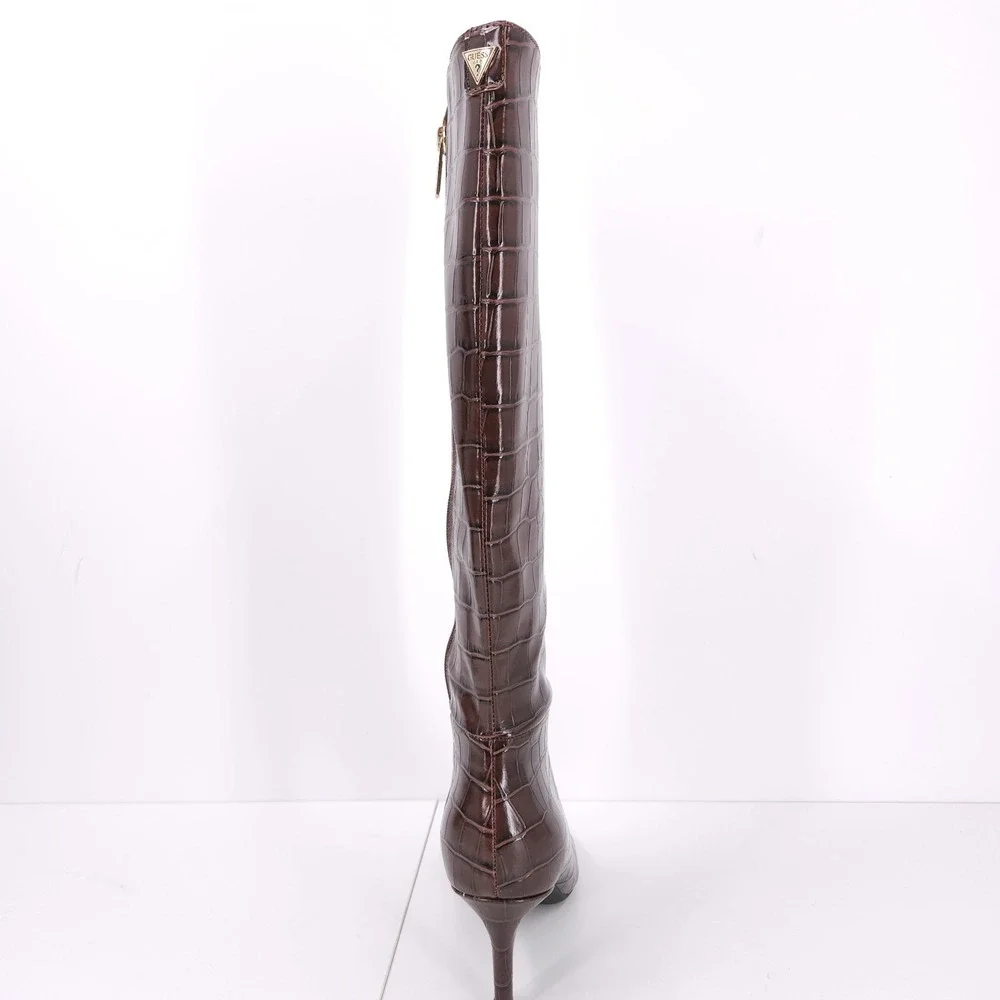 Guess Wayla Dark Brown Knee High Tall Pointed Toe Stiletto Boots Womens Size 8 M - Picture 3 of 15